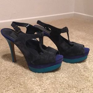 Jessica Simpson Platform Blue Suede Heels